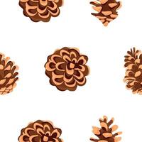 seamless pattern with various forest cones on white background, for packaging or textile vector