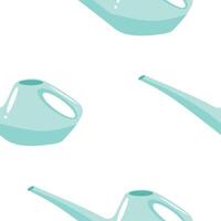 seamless pattern with watering cans namely blue watering can with long spout on white background for packaging or textile vector