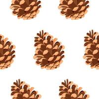 seamless pattern with semicircular large forest cones on white background, for packaging or textile vector