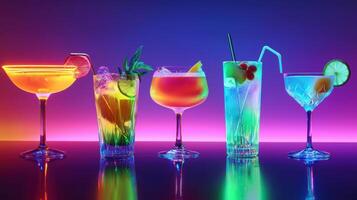 A group of colorful cocktails on a table photo
