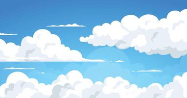 Clouds in A Bright Blue Sky Background, Beautiful cloudscape with fluffy cumulus vector