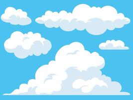 Cumulus clouds, set of summer clouds cartoon illustration vector