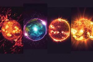 Four different types of solar flares photo