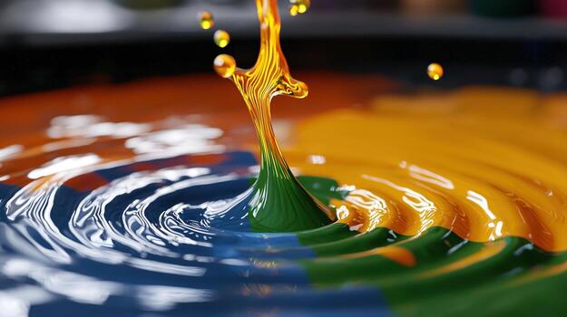 A colorful liquid being poured into a bowl photo