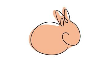 Hand drawn line with pastel color shape. Silhouette of bunny in minimalistic style illustration, logo, icon concept for Easter vector