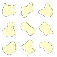 Liquid graphic shape design element. Background or liquid abstract geometric modern splash. Yellow amioba with frame. vector