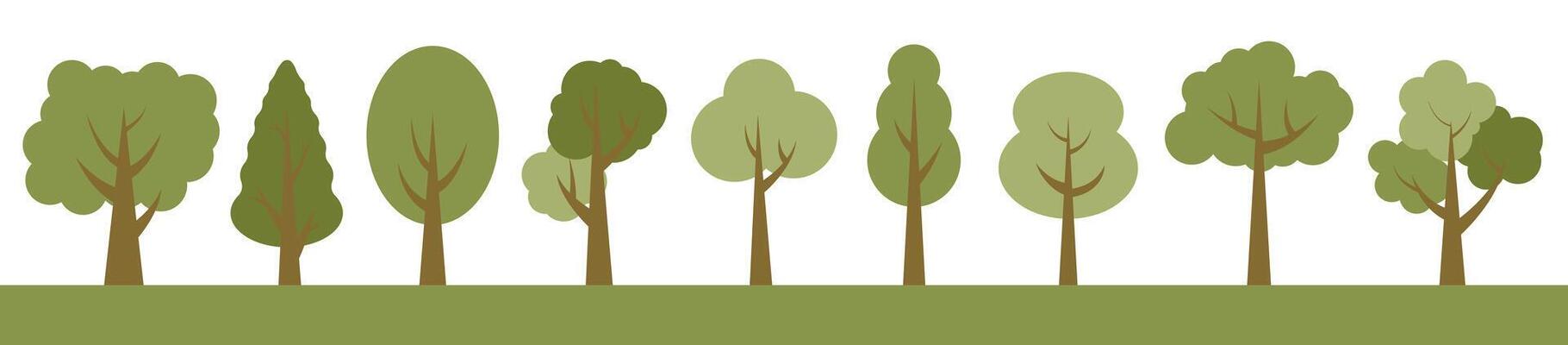 Collection of illustrations of trees.