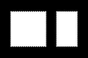Set of postage stamp pattern frames. Blank rectangular vintage stamp. White tags, labels, coupons, boxes with curvy, wiggly, wavy perforated edges. Empty borders, backdrops for postcards, letters. vector