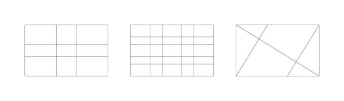 Set of golden ratio templates. Method golden section design elements. Fibonacci array, numbers, shapes. Harmony proportions frames pattern. Outline graphic flat illustration. vector