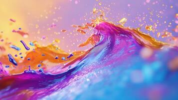 Colorful liquid splashing on a wave photo