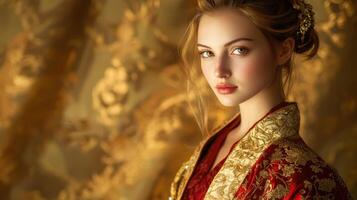 Beautiful girl in oriental costume photo