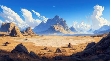 An artistic landscape with mountains and rocks photo