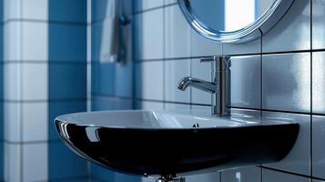 A sink and mirror in a bathroom photo