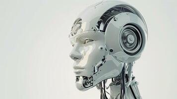 A robot head with a white background photo