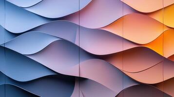 The image is a colorful abstract painting of waves with a blue and orange hue photo