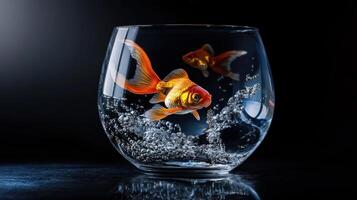 Goldfish in a glass of water photo