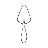Cement trowel for construction in line art style. Isolated on a white background. vector