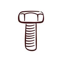 Hex Bolt in line art style isolated on a white background. vector