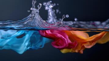 Colorful water splashes with a rainbow of colors photo