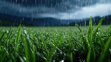 Rain on grass wallpaper photo