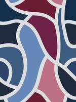 Abstract Mosaic Pattern with Wavy White Dividers and Bold Blue Pink Palette vector