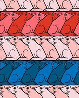 Seamless hare pattern in Escher style with red, white and blue vector