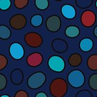 Bright Colourful Circles Pattern with Black Outline on Blue Background vector