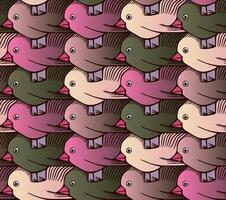 Seamless Escher Style Tessellation with Cute Baby Birds in Bright Gradient Colours vector