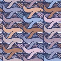 Seamless Escher Style Dolphin Tessellation Pattern with Natural Colours vector