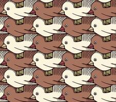 Seamless Escher Style Tessellation with Cute Birds in Checkerboard Color Arrangement vector