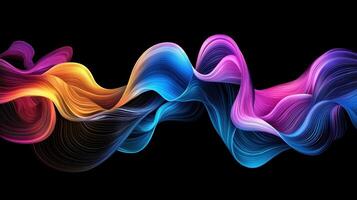 Colorful wave background with black background photo