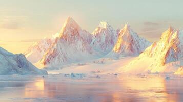 A beautiful mountain scene with snow and ice photo