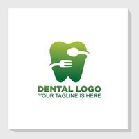 Dental logo design template with tooth and fork vector