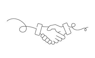 Continuous Line Drawing of a Handshake Business Agreement and Partnership Concept vector