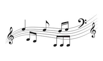 Music notes black signs set. Isolated music note icons on white background. vector