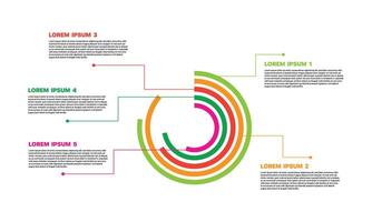 Circle diagram template with five steps or options, info graphic template vector