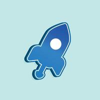 Linear rocket icon. Spaceship in outline style on white. vector