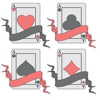 A single poker card, an ace of spades, dramatically surrounded by intertwining ribbons of luck and strategy vector