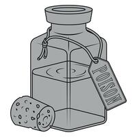 Mystical glass bottle, filled with a shimmering magic potion, promising enchantment with every drop vector