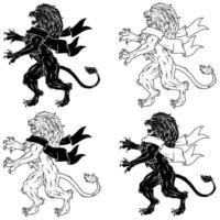 Fierce lion rampant, adorned with a heraldic ribbon, symbolizing strength and nobility vector