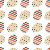 Easter eggs seamless pattern. Colorful eggs with polka dots and stripes. illustration for greeting card, background, fabric, kitchen textile, wrapping paper vector