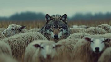 Wolf in the sheep photo