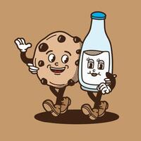 mascot cookies and milk with color good for food mascot, brand mascot, print design, element design, poster, etc vector