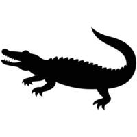 Crocodile Silhouette Icon with Tail and Teeth for Design vector