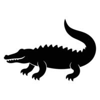 Minimal Crocodile Silhouette Icon with Tail and Teeth vector