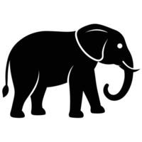 Bold Elephant Silhouette Icon with Trunk vector