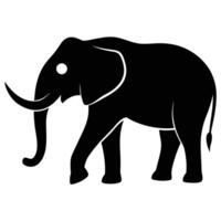 Bold Elephant Silhouette Icon with Trunk Design vector