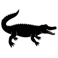 Crocodile Silhouette Icon with Tail and Sharp Teeth vector