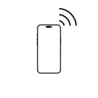 A black and white illustration of a phone with a wifi symbol vector