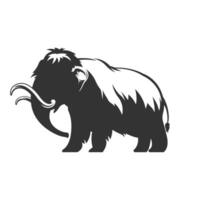 A black and white image of a mammoth vector